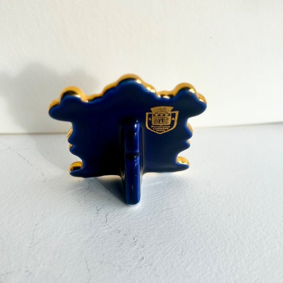 Limoges France Cobalt Blue & 22KT Gold Miniature Vase, Plate, Frame SET OF 3 - Picture 8 of 11